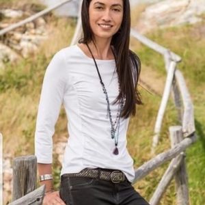 Sundance Princess Ruched T Shirt Top Cotton White